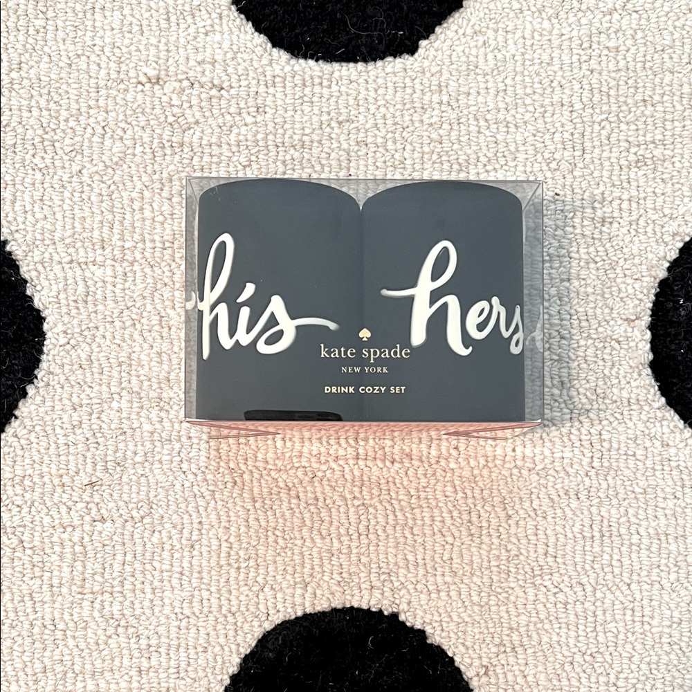 NWT Kate Spade Black His and Hers Drink Cozy Set